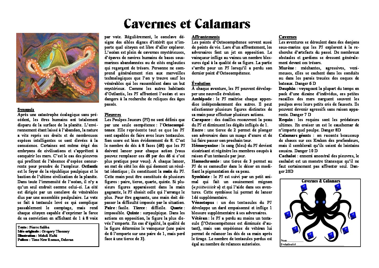 Jeu de rôle court : Cavernes & Calamars par Dr. Nemrod