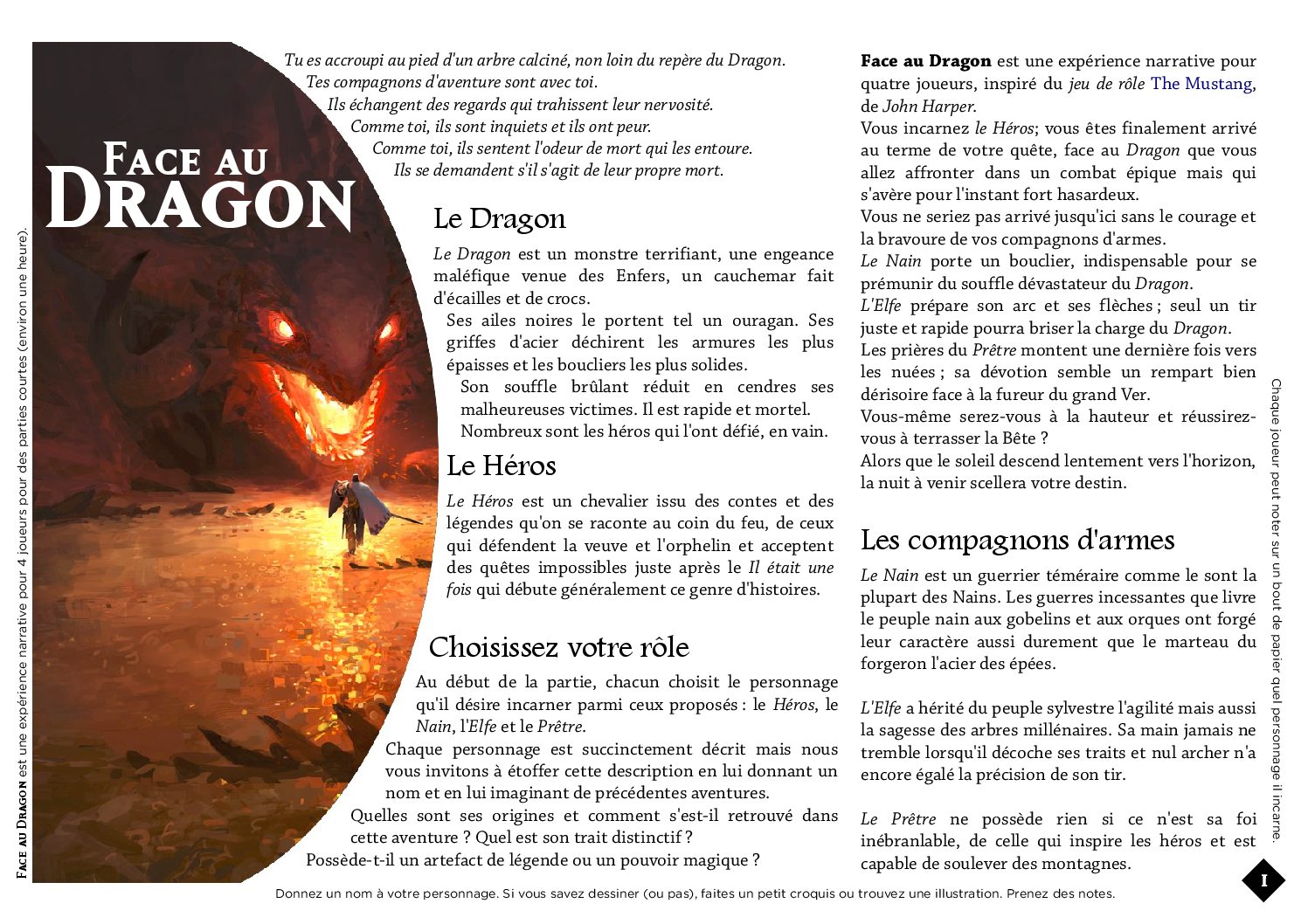 Jeu de rôle court : Face au dragon par JeePee
